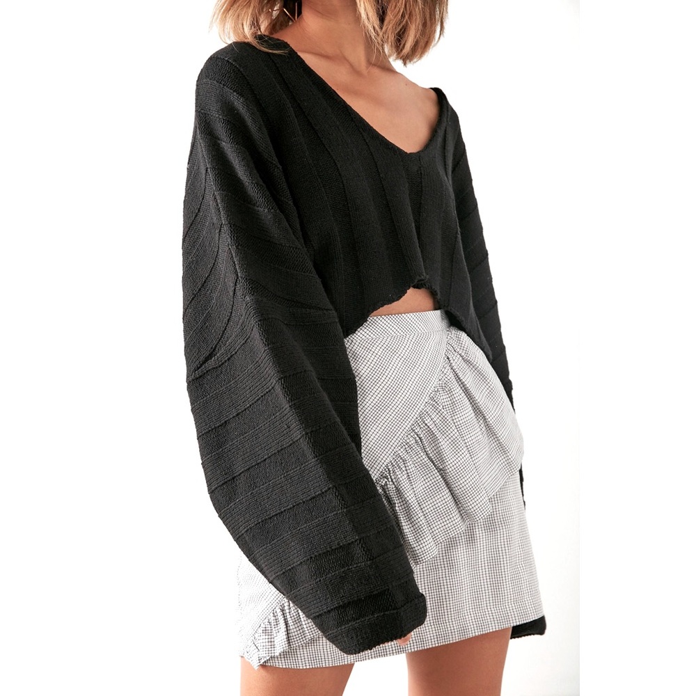 Silence + Noise slouchy ribbed high/low sweater
